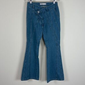 ASOS Denim Crossover Flare Patchwork Jeans Size 28‎